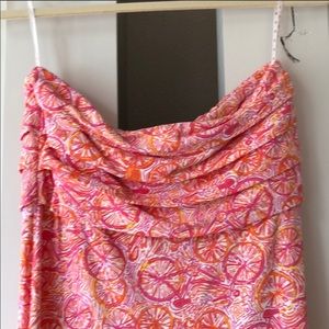 Lily Pulitzer orange and pink strapless dress